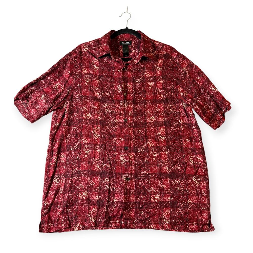 Axcess Men’s Large Burgundy Short Sleeve Shirt | Elevated Casual